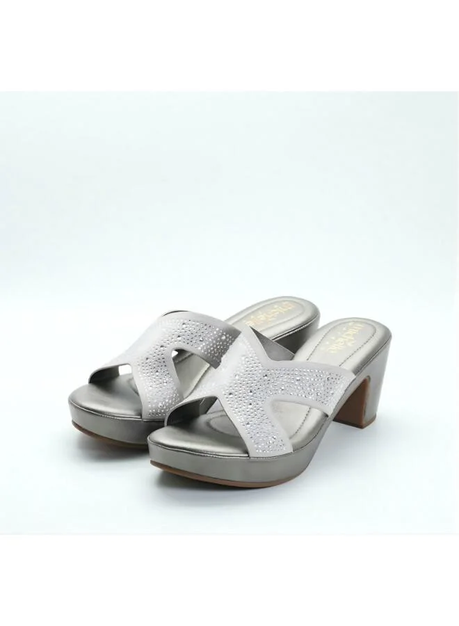 092-3135 Michelle Morgan Elegant Cross strap Wedge Mules 414RJ75S Grey