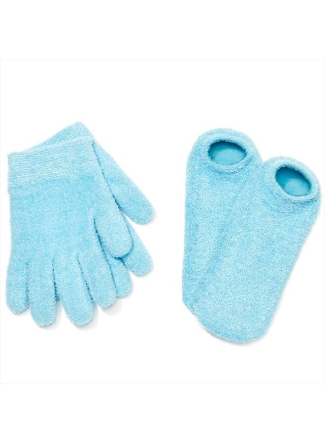 NatraCure Moisturizing Gel Booties and Gloves Set - (for Dry Skin, Dry Hands, feet, Cracked Heels, cuticles, Rough Skin, Dead Skin, use with Your Favorite lotions) - 155/175-AQ/RET - Color: Aqua - Image 1