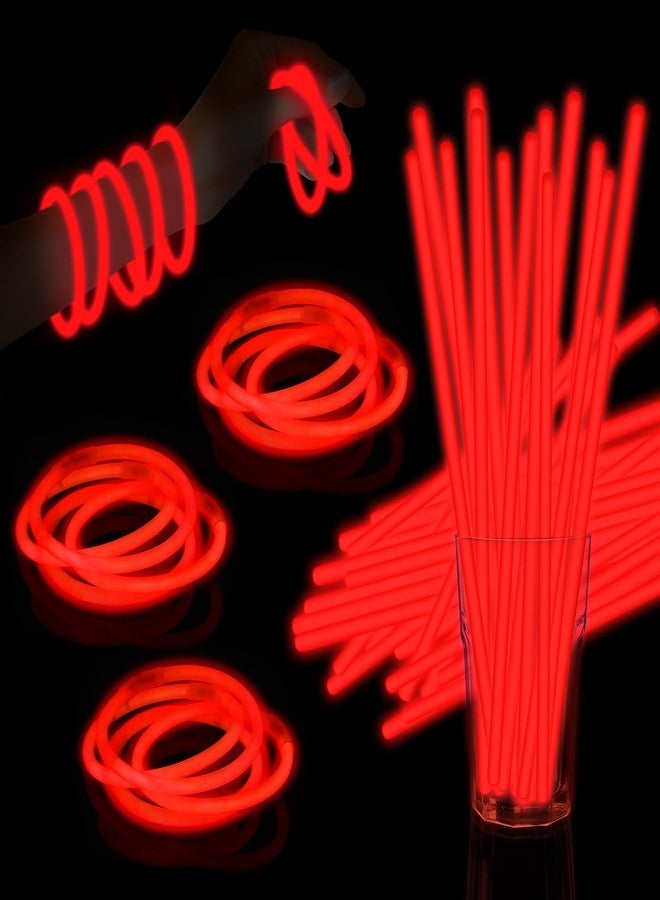 Taikula 60 Pack 8” Red Glow Sticks Bulk with 60 Connectors Neon Glow In The Dark Party favors Supplies for Holiday Birthday Party Decoration (Red) - Image 1
