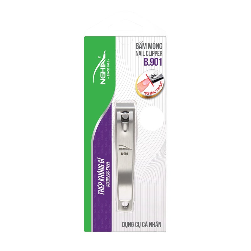 NGHIA Straight Blade Nail Clipper B901 Stainless Steel Large Jaw Flat Jaw Design NGHIA - Image 2