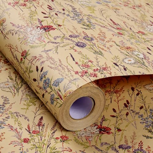 Tyzarglef Wild Flower Wrapping Paper Roll, 17 Inches x 32.8 Feet Kraft Floral Design Wrapping Paper for Women Girls Gifts, Birthdays, Weddings, Bridal Shower and Engagement - Image 3