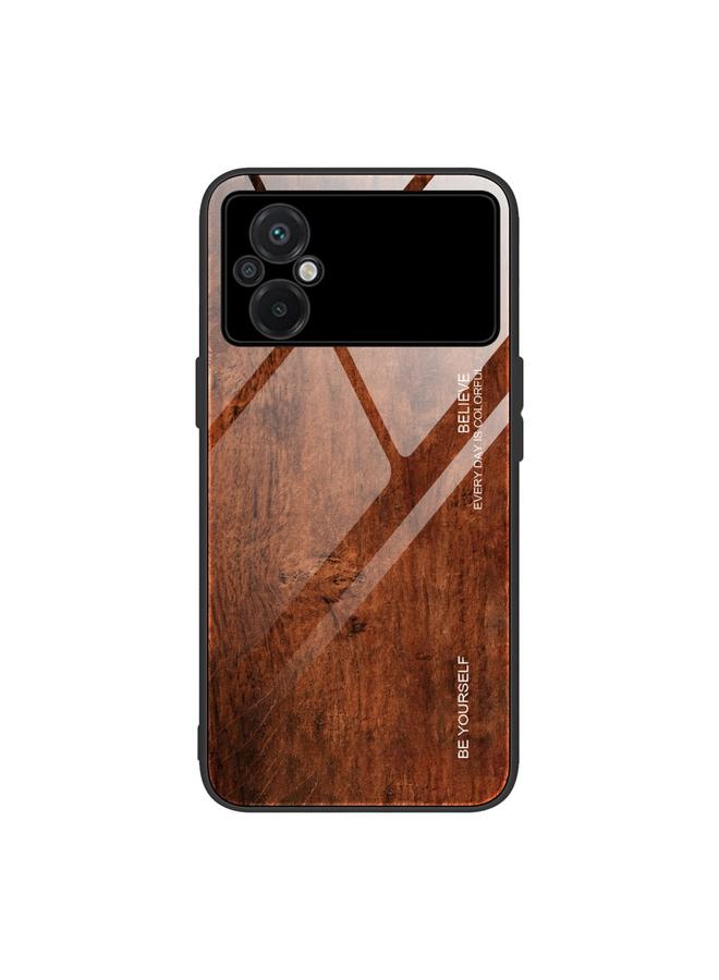 Case For Xiaomi Poco M5 Wood Grain Glass Phone Case