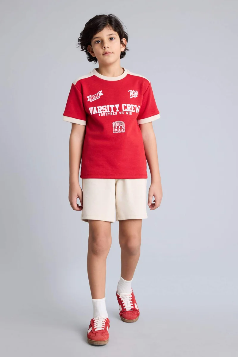 DeFacto Boy Regular Fit Printed T-Shirt Shorts 2 piece Set