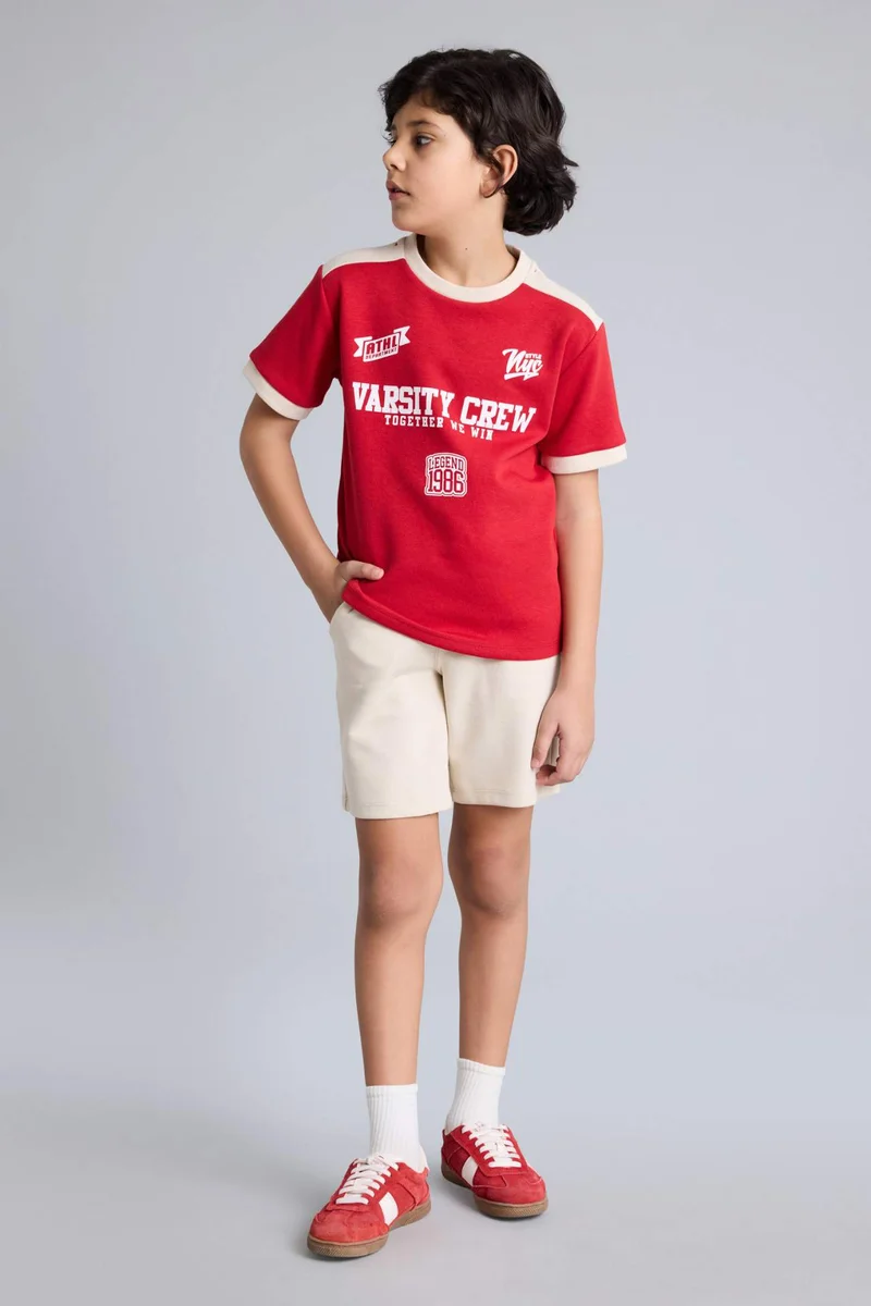 DeFacto Boy Regular Fit Printed T-Shirt Shorts 2 piece Set