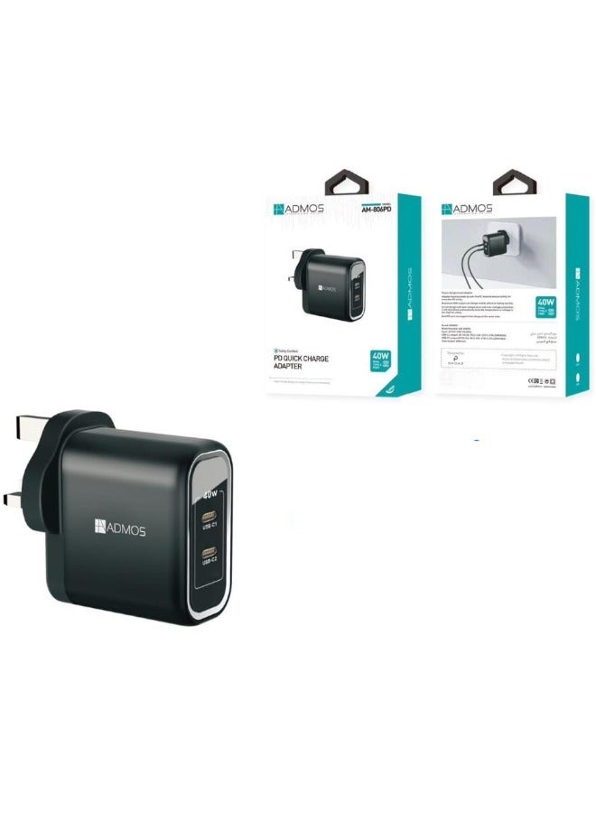 Admos 40W PD QUICK CHARGER ADAPTER Compatible With Multiple Devices