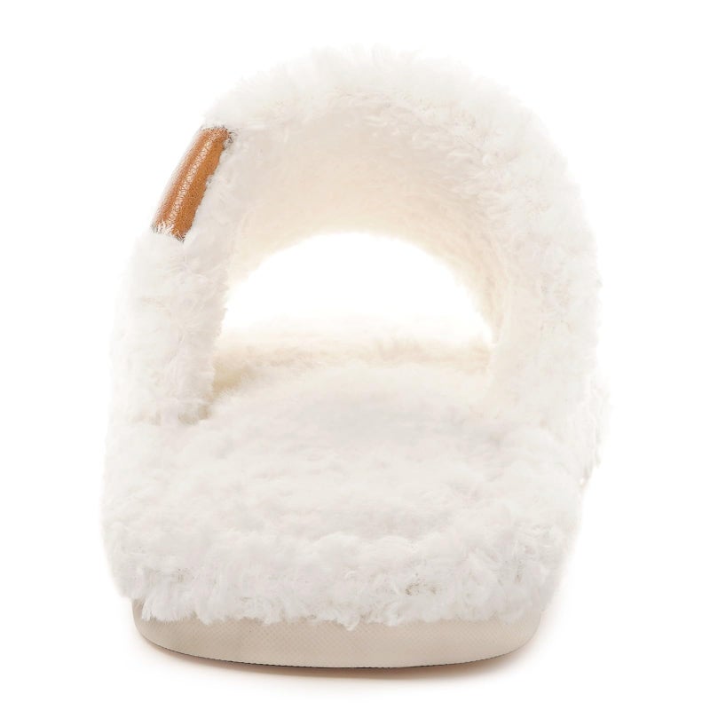 Dokela Fuzzy Open Toe Slippers for Men Soft Memory Foam Indoor House Shoes Slip On Cozy Bedroom Slippers Lightweight Non-Slip Home Slides,White,US 10-11 / EU 44-45 - Image 3