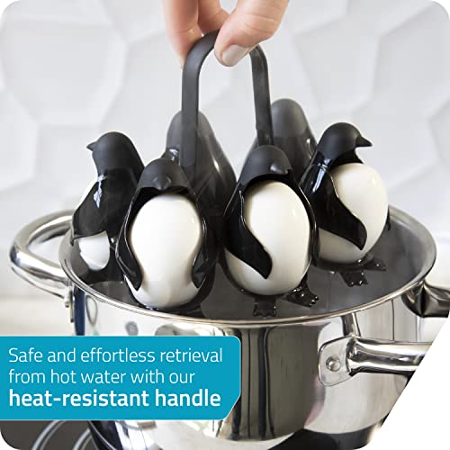 PELEG DESIGN Egguins 3-in-1 Cook, Store and Serve Egg Holder, Penguin-Shaped Boiled Egg Cooker for Making Soft or Hard Boiled Eggs, Eggies, Holds 6 Eggs for Easy Cooking and Fridge Storage - Image 4