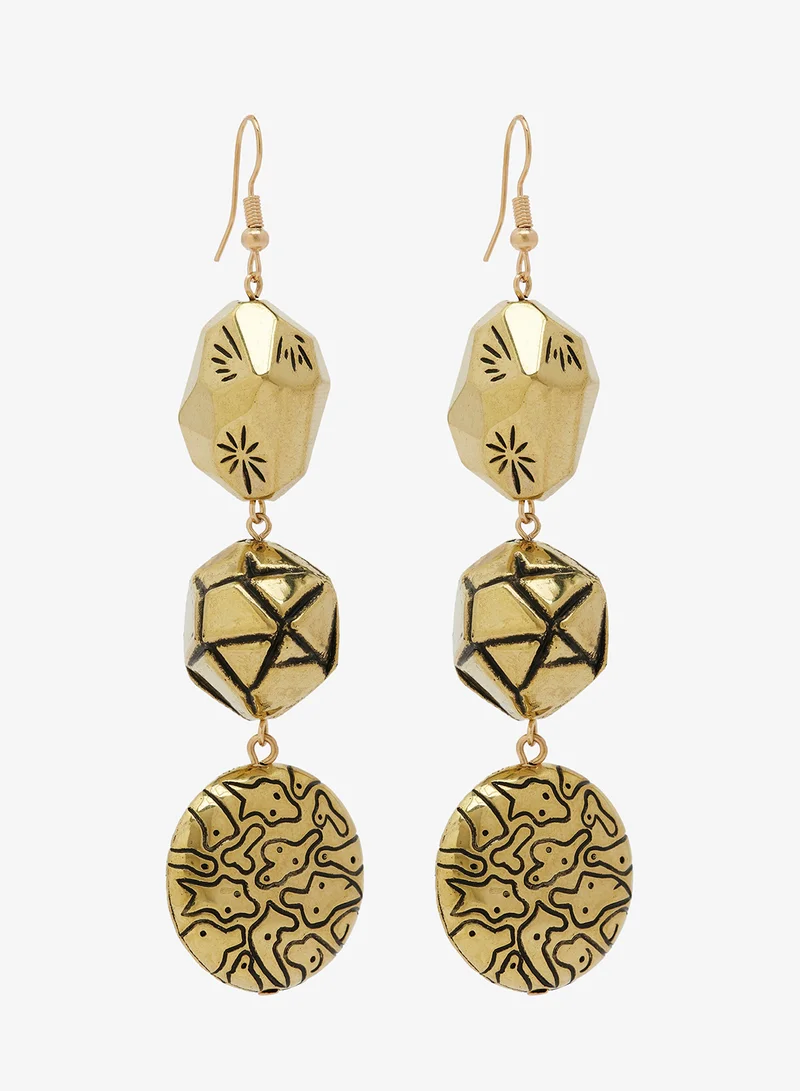 ELLA Gold Statement Drop Down Earrings