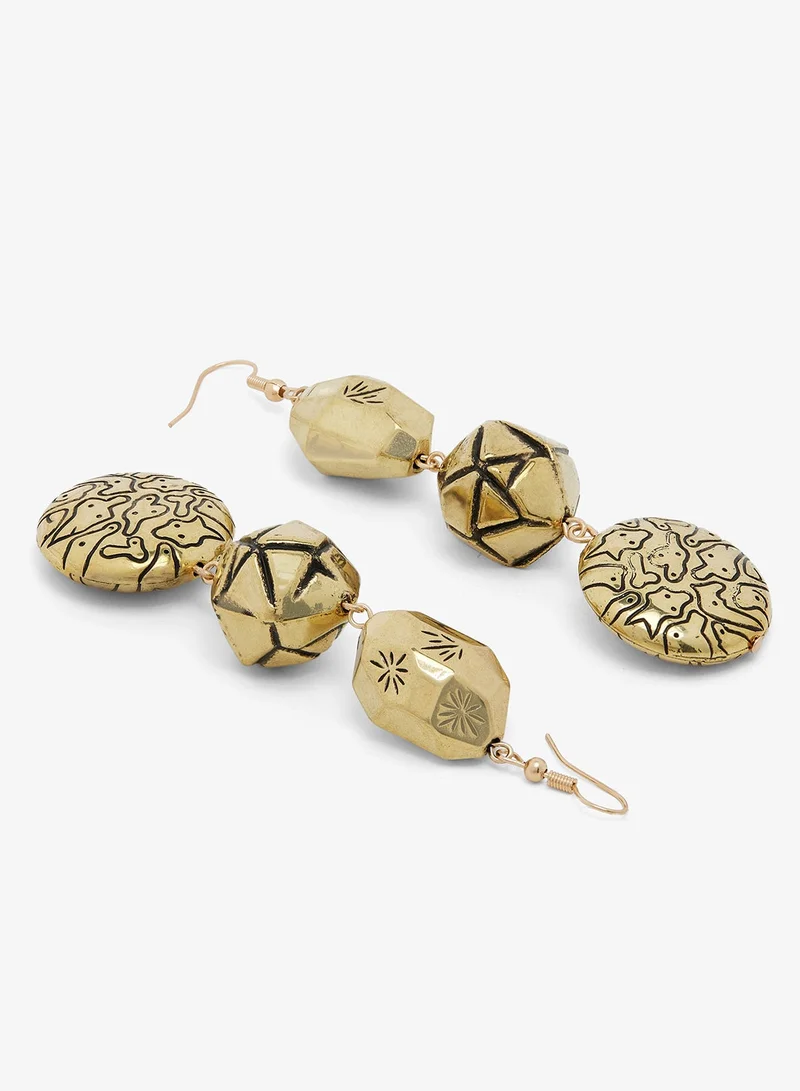 Ella Gold Gold Statement Drop Down Earrings for Women | Best Price UAE