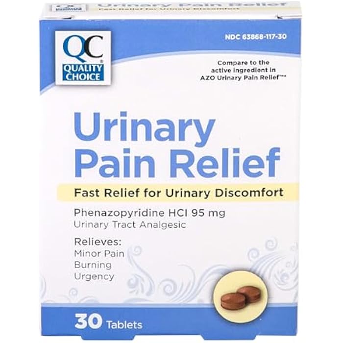 Quality Choice Fast Acting Urinary Pain Relief, Phenazopyridine Hydrochloride 95mg, Relieves UTI Pain, Burning, Frequent Urination, Bladder Discomfort, Urgency. One 30 Tablet Box (30 Total Tablets) - Image 1