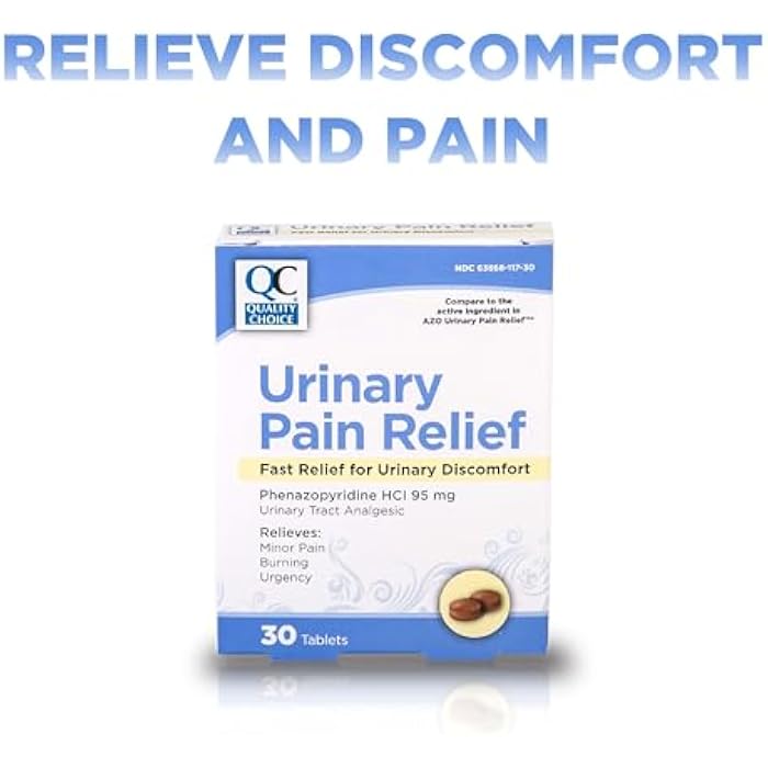 Quality Choice Fast Acting Urinary Pain Relief, Phenazopyridine Hydrochloride 95mg, Relieves UTI Pain, Burning, Frequent Urination, Bladder Discomfort, Urgency. One 30 Tablet Box (30 Total Tablets) - Image 4