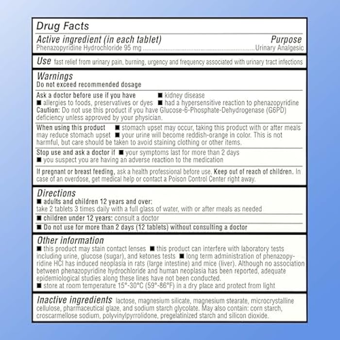 Quality Choice Fast Acting Urinary Pain Relief, Phenazopyridine Hydrochloride 95mg, Relieves UTI Pain, Burning, Frequent Urination, Bladder Discomfort, Urgency. One 30 Tablet Box (30 Total Tablets) - Image 2