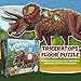 Genius Games Triceratops Dinosaur Jigsaw Puzzle 100Piece Double Sided Floor Puzzle with GlowinTheDark Skeleton On Other Side 4 FT Scientifically Accurate Dino Illustration Educational Toy for Kids - Image 4