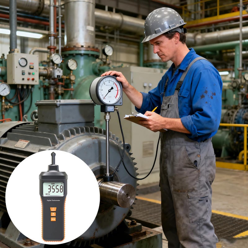 Digital Contact Tachometer IP43 Splash Proof 1 19999 RPM Auto Ranging Backlit LCD - Image 3