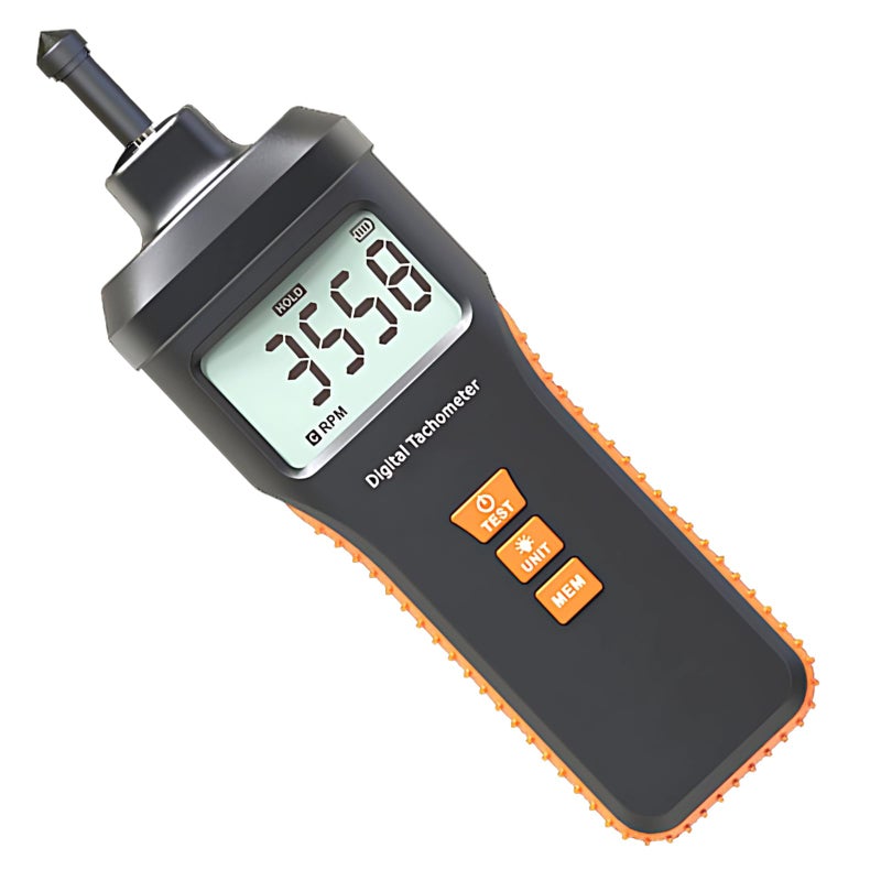 Digital Contact Tachometer IP43 Splash Proof 1 19999 RPM Auto Ranging Backlit LCD - Image 2
