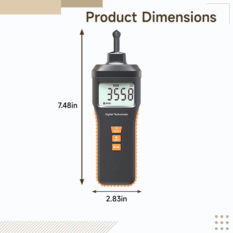 Digital Contact Tachometer IP43 Splash Proof 1 19999 RPM Auto Ranging Backlit LCD - Image 4