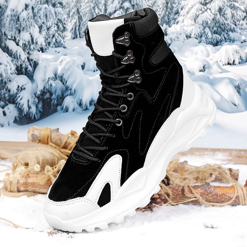 Mens Autumn Winter High-Top Casual Martin Boots B031 Black (fleece-lined)