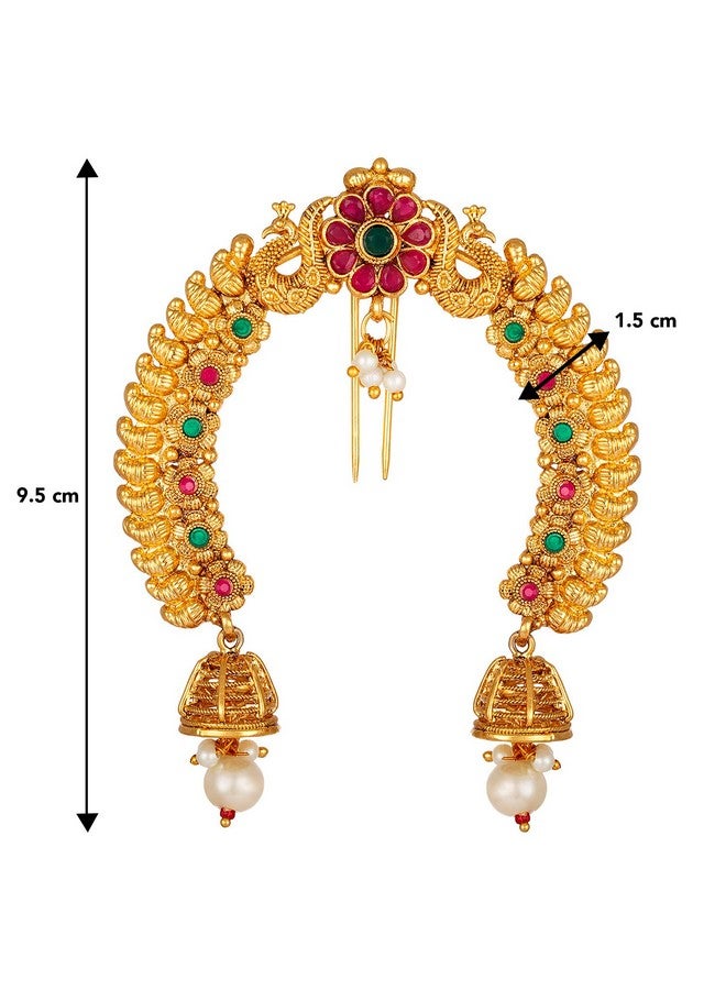 Peora Traditional Ethnic Gold Plated Juda Pins With Pearl Jhumki Drops | Bridal Mukut Hair Accessories | Standard Size for Women Girls - Image 4