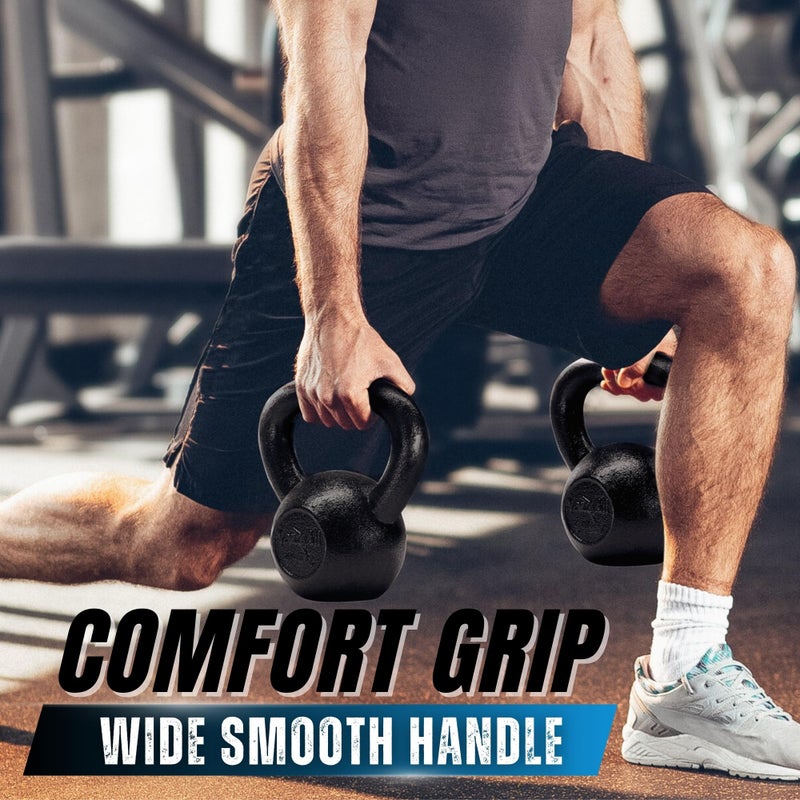 Yes4All أوزان كيتل بيل من ييس4أول - مصنوعة من الحديد الزهر الصلب - رائعة لتمارين الجسم بالكامل وتدريب القوة - كيتل بيل 5 رطل (أسود) - Image 4