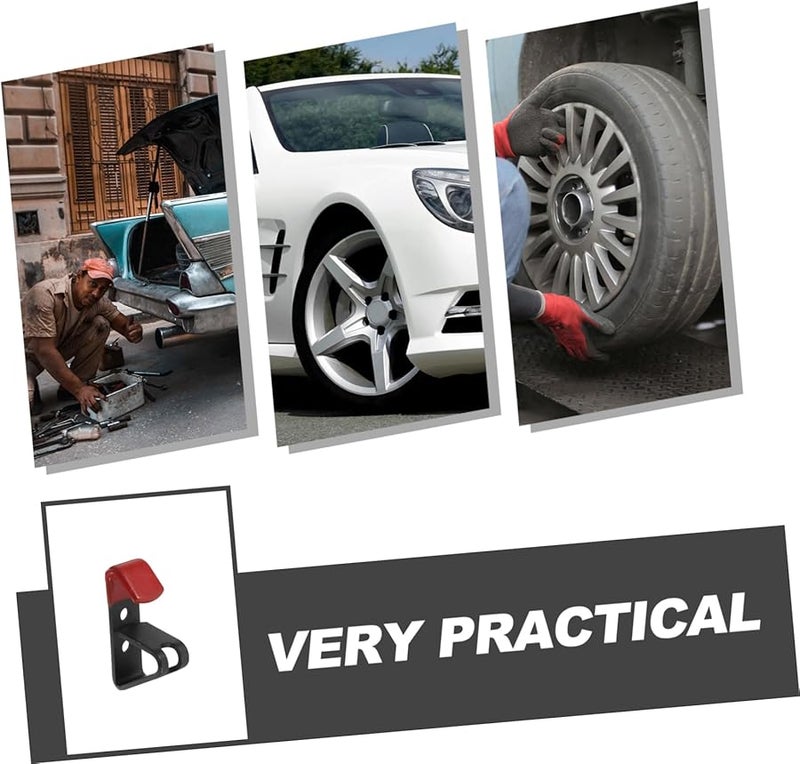 خطافات ثقيلة سوداء لحافة عجلة لعرض إطارات السيارات على الحائط في ورشة إصلاح السيارات - Image 4