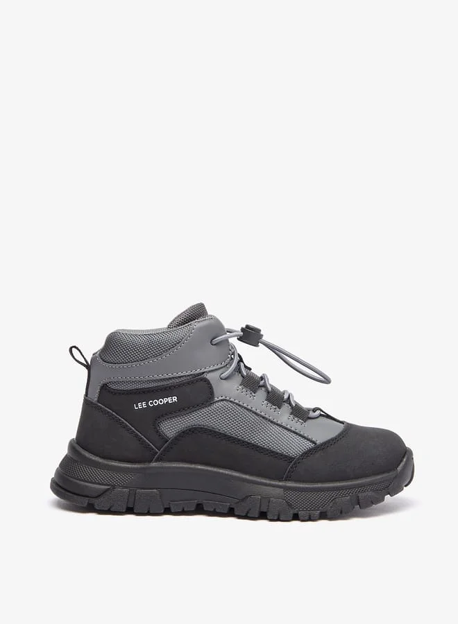 لي كوبر Boy's Panelled Boots with Cord Lock Closure