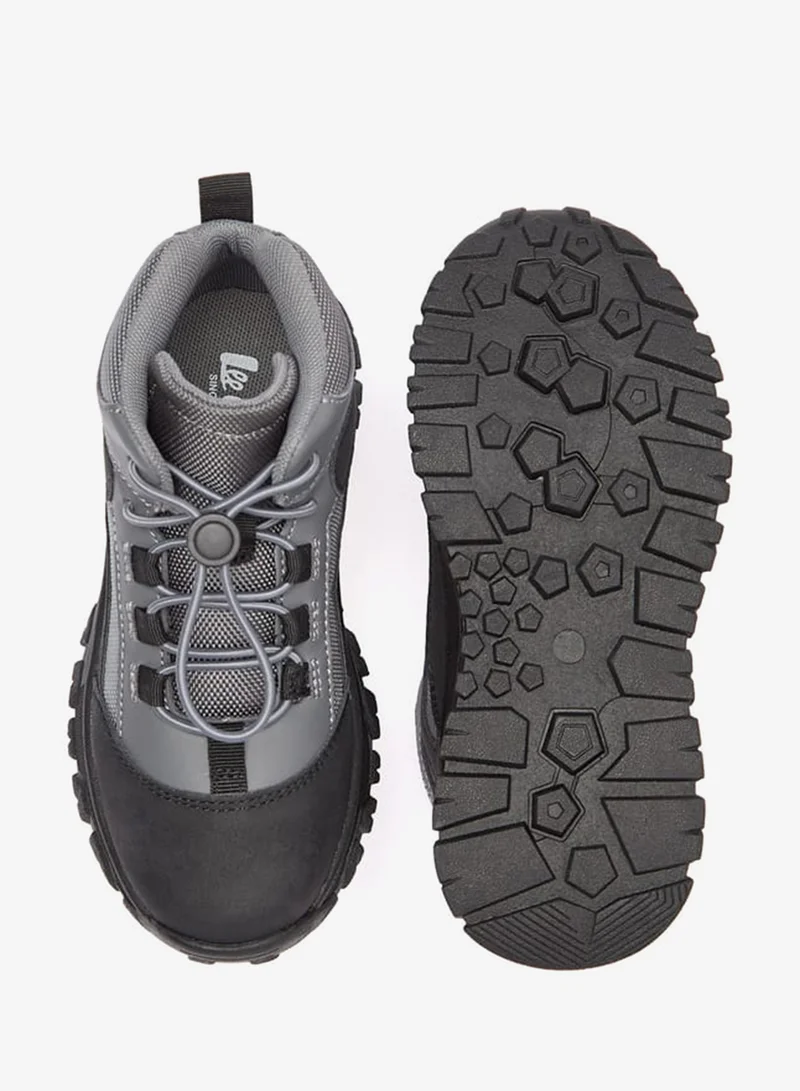 Lee Cooper Boy's Panelled Boots with Cord Lock Closure
