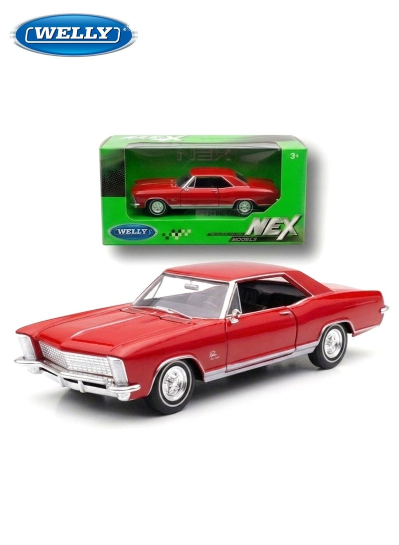 Welly 1:24 Scale -Classic Buick Riviera 1965 Die-Cast Model Car 1:24 Scale – Red - Image 1