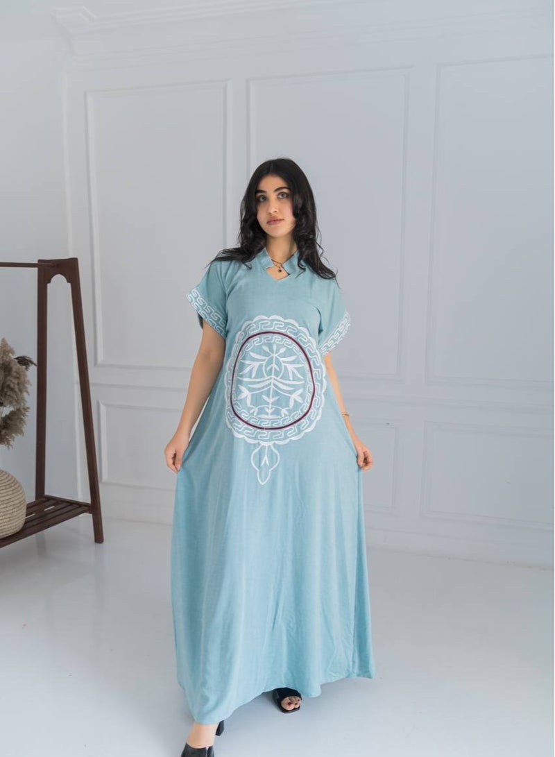 افندينا  "جلابية كتان بتصميم فريد  الأناقة والجودة في قطعة واحدA-352ة" - Image 1