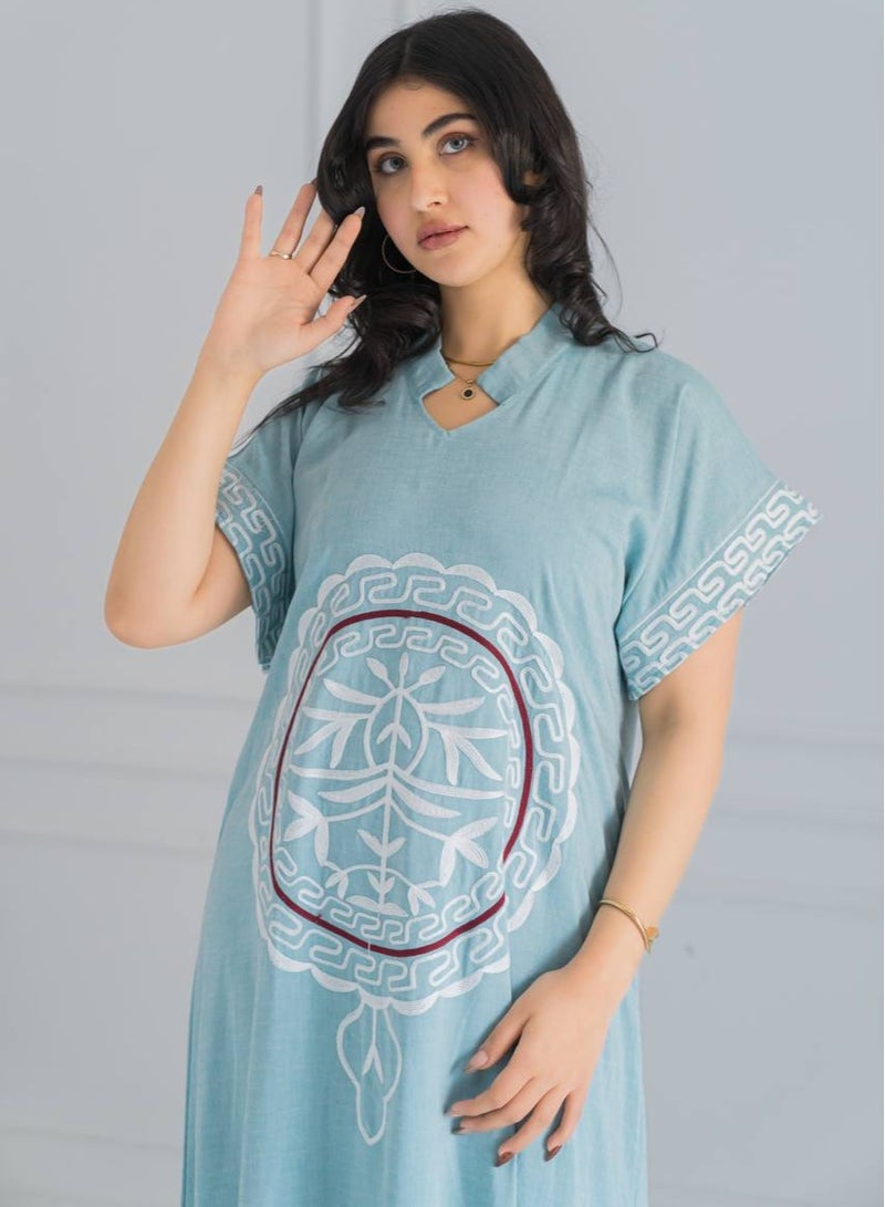 افندينا  "جلابية كتان بتصميم فريد  الأناقة والجودة في قطعة واحدA-352ة" - Image 2