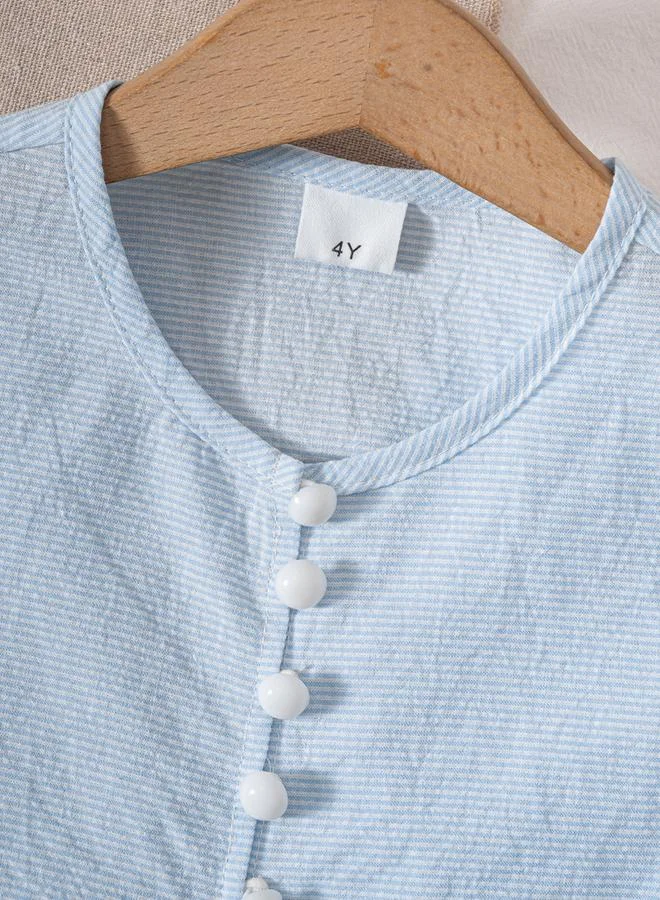 Take Two  Girls Blue Ruffle Trim Top And Shorts Set for Women | Best Price UAE