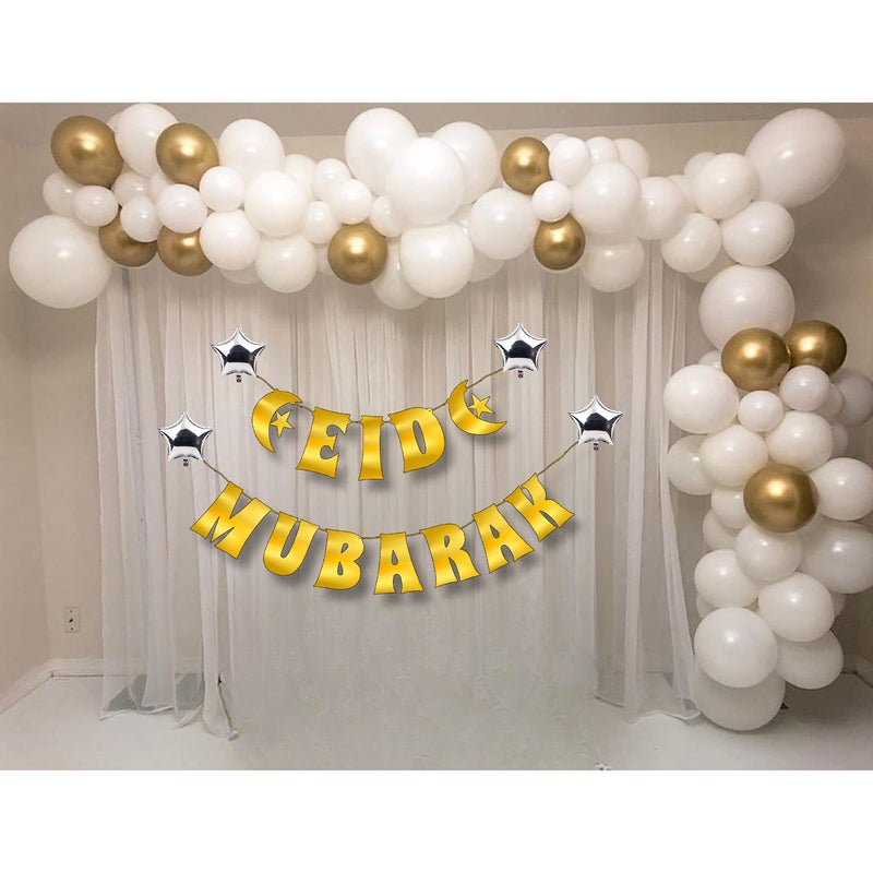 TOYXE Eid Mubarak Decoration Golden White Set of 87 Pcs - Image 5