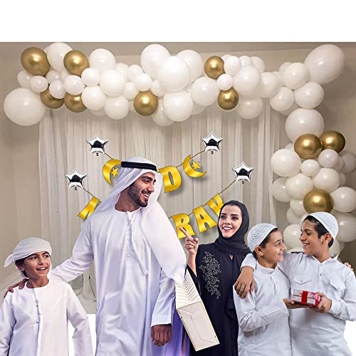 TOYXE Eid Mubarak Decoration Golden White Set of 87 Pcs - Image 2