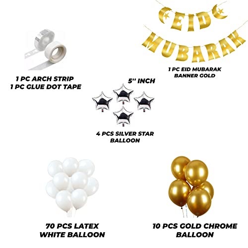 TOYXE Eid Mubarak Decoration Golden White Set of 87 Pcs - Image 3