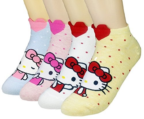 JJMax Women's Hello Kitty Cute Cotton Blend Ankle Socks Set, Lovely Kitty, One Size - Image 1