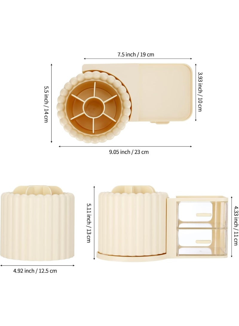 كيلا منظم مكتب دوار مع ملحقاته بدرجين، وحامل أقلام رصاص، ومنظمات تخزين مكتبية، وملحقات لوازم فنية منزلية (كريمي) - Image 2