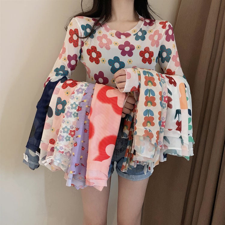 Ice Silk Mesh Sun Protection Bottoming Shirt For Women 2025 Long-Sleeved Hyuna Style Same Style T-Shirt With Trbottomy Inner Top - Image 3