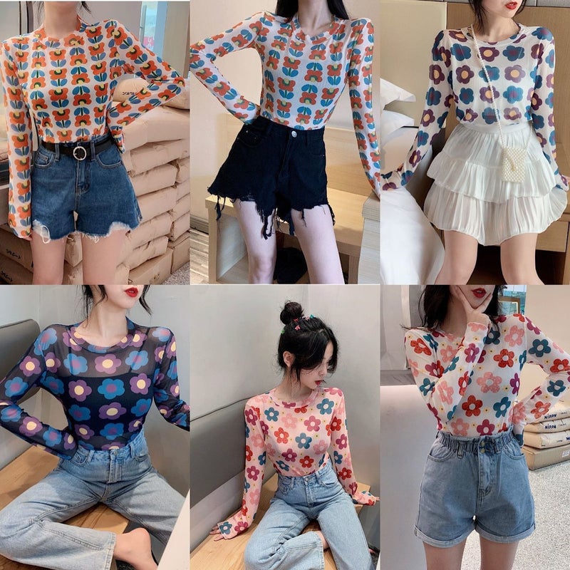 Ice Silk Mesh Sun Protection Bottoming Shirt For Women 2025 Long-Sleeved Hyuna Style Same Style T-Shirt With Trbottomy Inner Top - Image 5