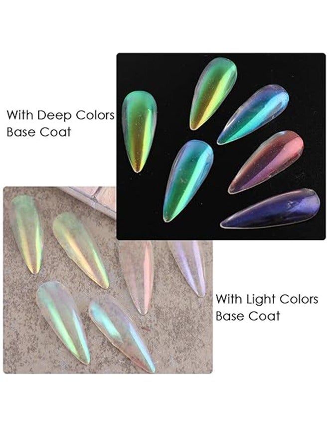 6 Colors Chrome Nail Powder Metallic Mirror Effect Aurora Magic White Pearl Chrome Nail Powder for Nail Art Gel Polish, Mica Powder Rainbow Nail Powder Nail Art Pigment Glitter - Image 2