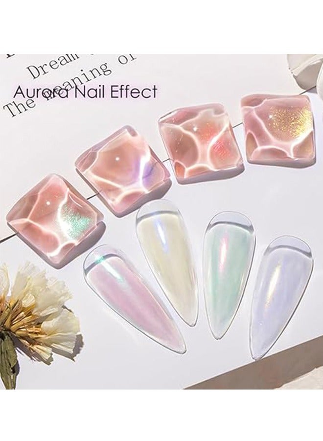 6 Colors Chrome Nail Powder Metallic Mirror Effect Aurora Magic White Pearl Chrome Nail Powder for Nail Art Gel Polish, Mica Powder Rainbow Nail Powder Nail Art Pigment Glitter - Image 3