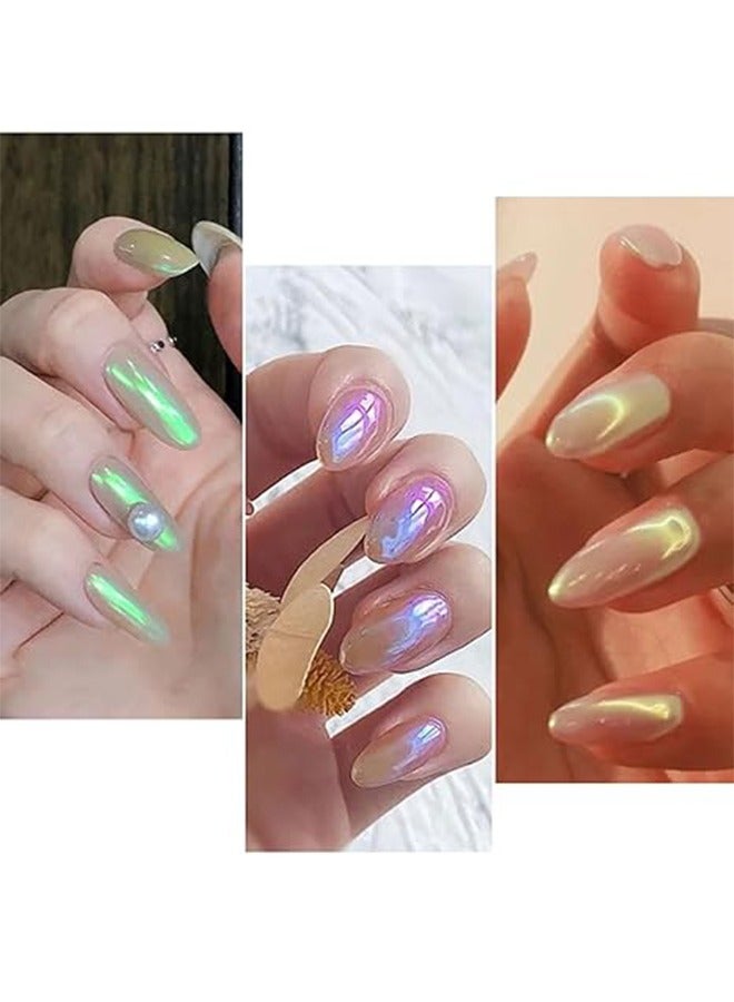 6 Colors Chrome Nail Powder Metallic Mirror Effect Aurora Magic White Pearl Chrome Nail Powder for Nail Art Gel Polish, Mica Powder Rainbow Nail Powder Nail Art Pigment Glitter - Image 4