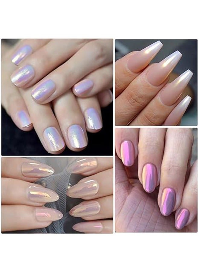 6 Colors Chrome Nail Powder Metallic Mirror Effect Aurora Magic White Pearl Chrome Nail Powder for Nail Art Gel Polish, Mica Powder Rainbow Nail Powder Nail Art Pigment Glitter - Image 5