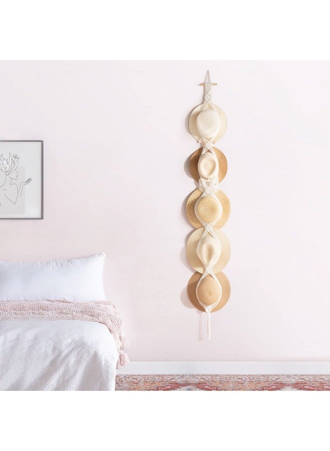 Dahey Macrame Hat Hangers Hat Rack for Wall Cowboy Hat Organizer Hanging Display Hand Weaving Bobo Hat Holder Westen Decor for Wide Brim Hats Bowler Fedora Hats, 5 Hats Style - Image 3