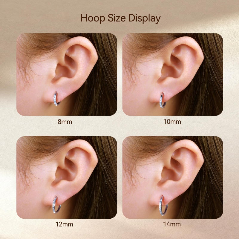 Limerencia G23 Pure Titanium Small Huggie Hoop Earrings,Hypoallergenic 18g Cartilage Hoops Cubic Zirconia Cuff Earrings Piercing Jewelry for Women Sensitive Ears(12mm, White CZ) - Image 4