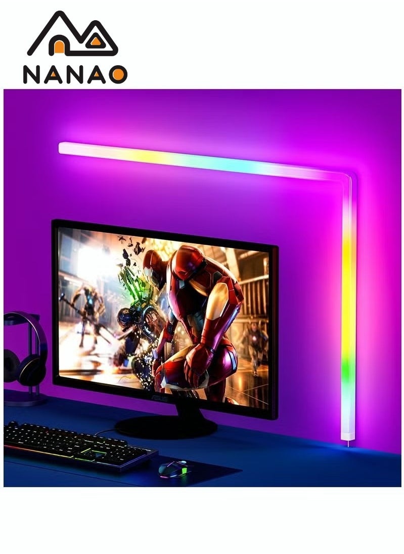 NANAO - RGBIC LED Wall Light,DIY Geometry Splicing Gaming Lights,Smart WiFi Colour Changing Home Decor Lights Compatible w/Alexa and Google Assistant,Strip Lights for Gaming Room/Bedroom (4Pcs w/ 3 Corners) - Image 1