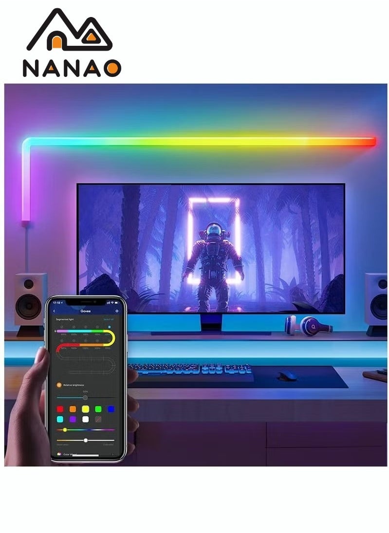 NANAO - RGBIC LED Wall Light,DIY Geometry Splicing Gaming Lights,Smart WiFi Colour Changing Home Decor Lights Compatible w/Alexa and Google Assistant,Strip Lights for Gaming Room/Bedroom (4Pcs w/ 3 Corners) - Image 1
