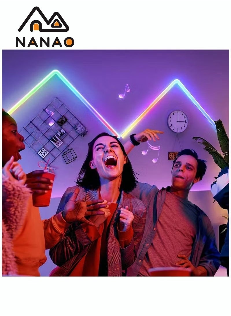 NANAO - RGBIC LED Wall Light,DIY Geometry Splicing Gaming Lights,Smart WiFi Colour Changing Home Decor Lights Compatible w/Alexa and Google Assistant,Strip Lights for Gaming Room/Bedroom (4Pcs w/ 3 Corners) - Image 1