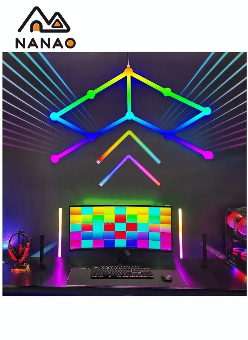 NANAO - RGBIC LED Wall Light,DIY Geometry Splicing Gaming Lights,Smart WiFi Colour Changing Home Decor Lights Compatible w/Alexa and Google Assistant,Strip Lights for Gaming Room/Bedroom (4Pcs w/ 3 Corners) - Image 1