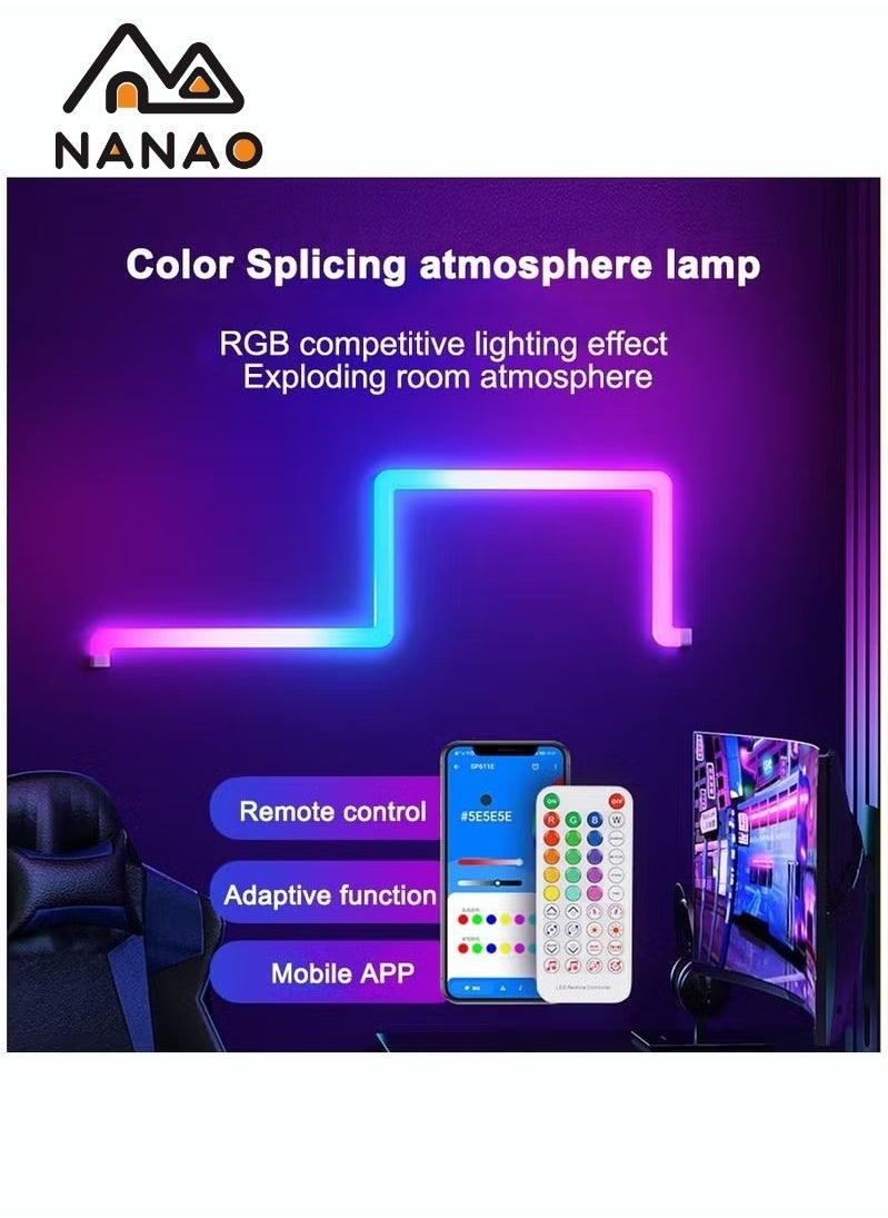 NANAO - RGBIC LED Wall Light,DIY Geometry Splicing Gaming Lights,Smart WiFi Colour Changing Home Decor Lights Compatible w/Alexa and Google Assistant,Strip Lights for Gaming Room/Bedroom (4Pcs w/ 3 Corners) - Image 1