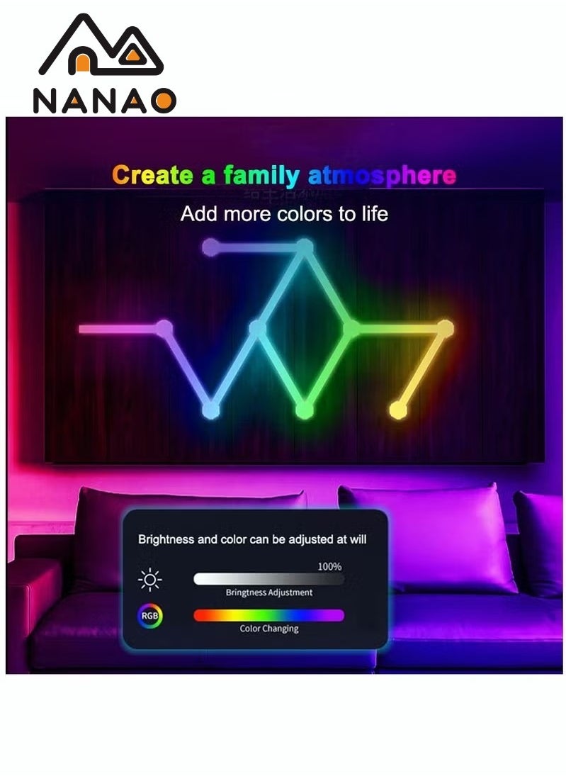 NANAO - RGBIC LED Wall Light,DIY Geometry Splicing Gaming Lights,Smart WiFi Colour Changing Home Decor Lights Compatible w/Alexa and Google Assistant,Strip Lights for Gaming Room/Bedroom (4Pcs w/ 3 Corners) - Image 1