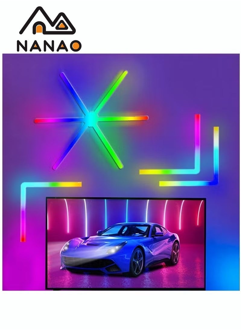 NANAO - RGBIC LED Wall Light,DIY Geometry Splicing Gaming Lights,Smart WiFi Colour Changing Home Decor Lights Compatible w/Alexa and Google Assistant,Strip Lights for Gaming Room/Bedroom (4Pcs w/ 3 Corners) - Image 1